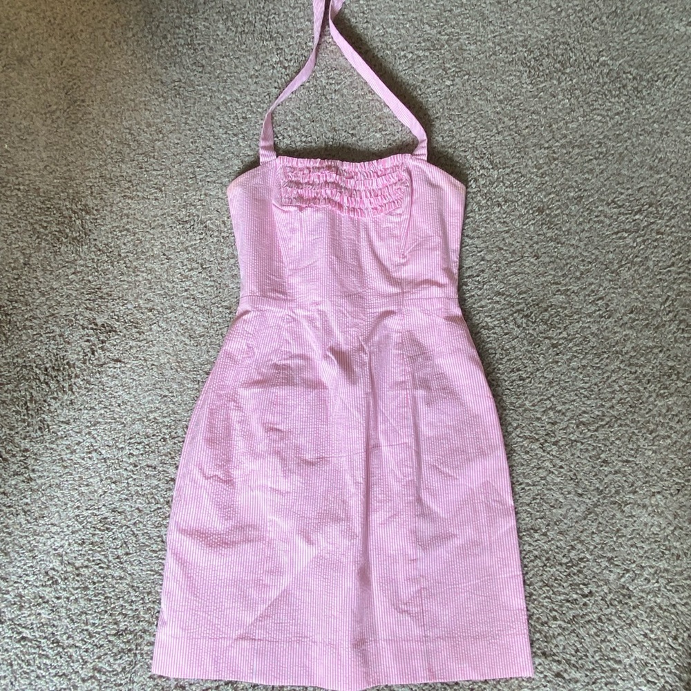 Lily Pulitzer pink&white strip halter dress